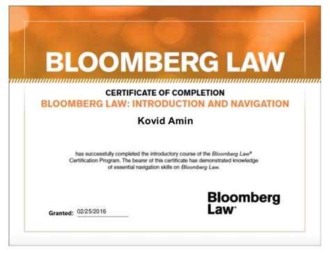 Bloomberg certificate