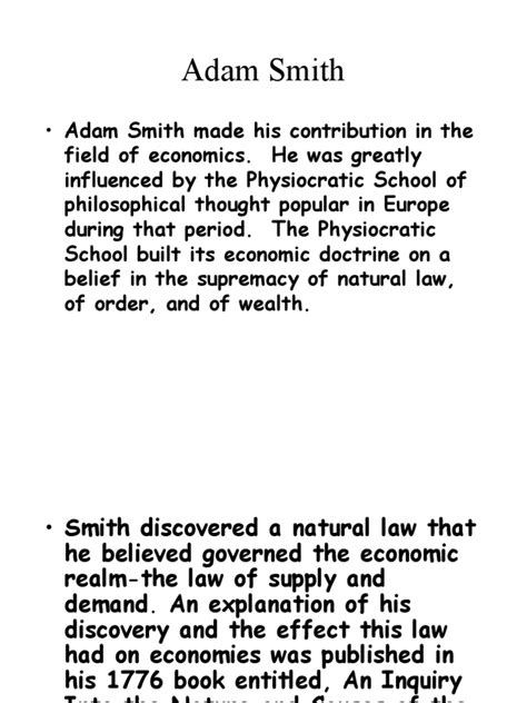 Adam Smith Made His Contribution In The Pdf Adam Smith Economic