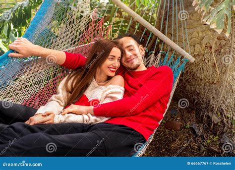 Couple On The Hammock Stock Image Image Of Comfortable 66667767