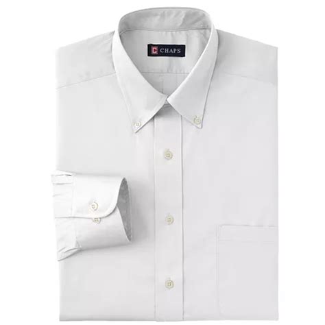 Mens Chaps Classic Fit Solid Twill Non Iron Button Down Collar Dress Shirt