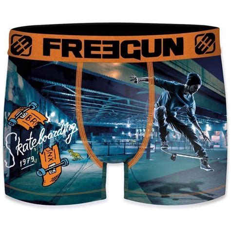 Freegun Boxer Homme Microfibre Skapr Bleu Orange Premium