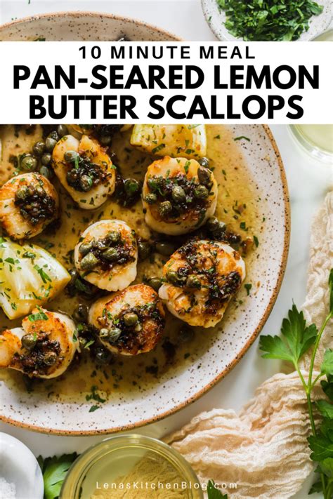 Pan Seared Lemon Butter Scallops Lenas Kitchen