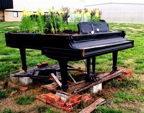 Repurposed Wooden Piano Garden Decor