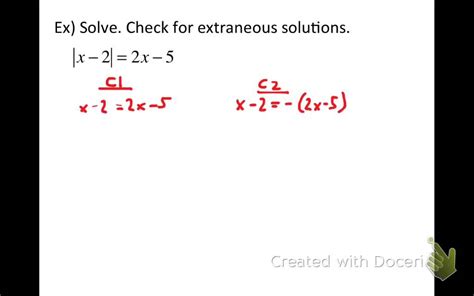 Solving Absolute Value Equations Variables On Both Sides Youtube