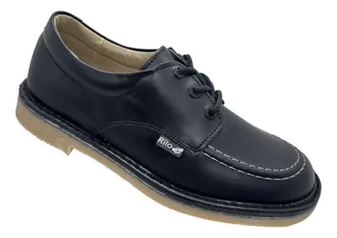 Zapato Escolar Para Niño De Piel Suela Goma Negro Rilo 6813