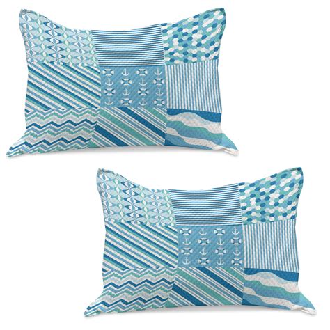 Nautical Knitted Quilt Pillowcover Set Of Zig Zag Chevron Wavy