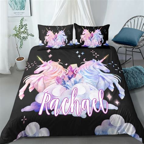 Personalized Custom Cute Purple Unicorn Lash Bedding Set Unilovers