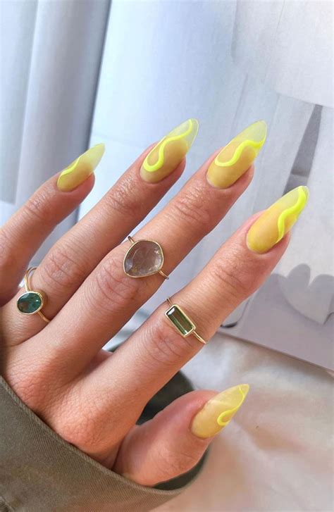 50 Pretty Summer Nails In 2022 For Every Taste Yellow Swirl Sheer