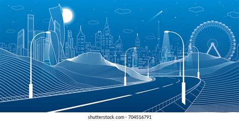 Infrastructure Transportation Panoramic Railway Bridge Trains Stock Vector (Royalty Free ...