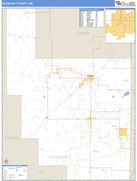 Roosevelt County, New Mexico Zip Code Wall Map | Maps.com.com