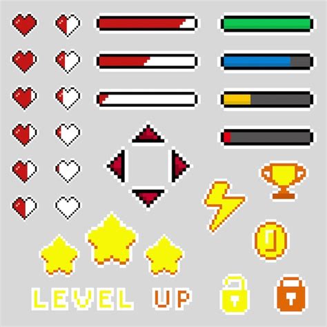 Premium Vector Pixel Game Elements Pixel Game Life Bar