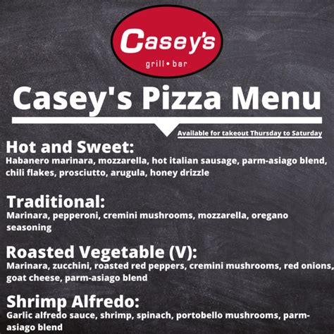 Casey’s Pizza Menu | The Water Tower Inn