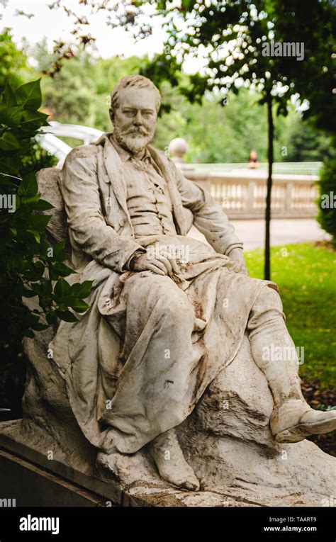 Statue of Emil Jakob Schindler famous Austrian painter. In Vienna city ...