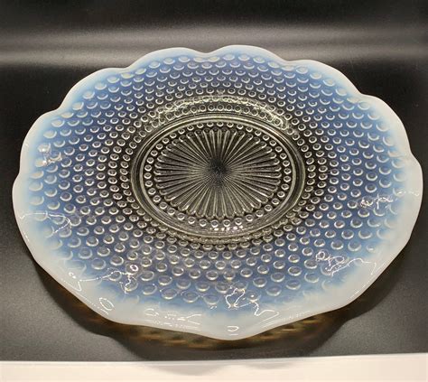 Moonstone Clear Opalescent Hobnail Plate By Anchor Hocking Etsy