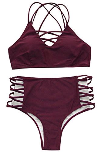 Buy Seaselfie Women S High Waisted Push Up Cross Padding Bikini Bathing