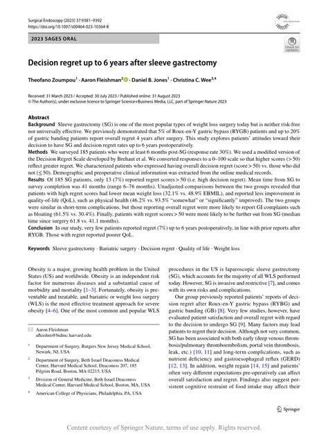 Decision Regret Up To 6 Years After Sleeve Gastrectomy