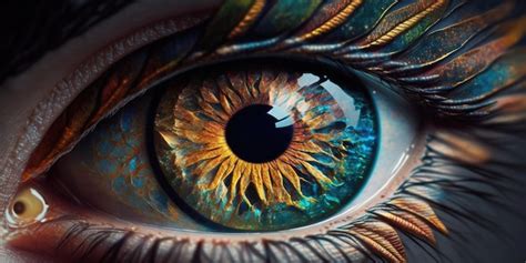 Un Primer Plano De Un Ojo Azul Con Colores Dorado Y Azul Foto Premium