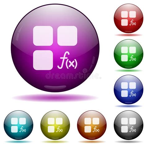 Component Functions Icon In Glass Sphere Buttons Stock Vector