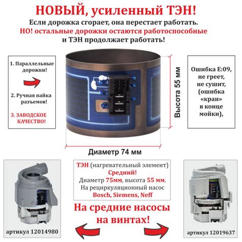 ТЭН для посудомоечной машины Bosch, Siemens, Neff для среднего насоса ...