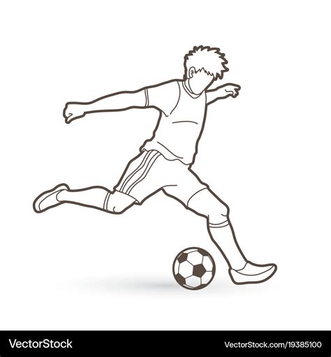 Soccer player running and kicking a ball Vector Image