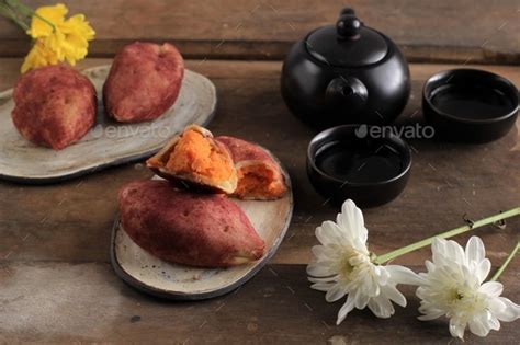 Korean Sweet Potato Mochi Bread Made From Purple Yam Goguma Milk Sticky Flour And Starch