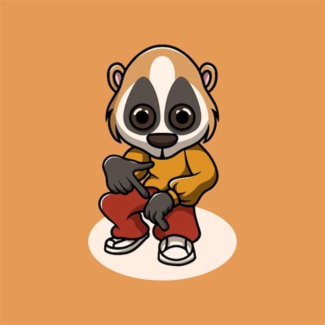 Premium Vector Cute Slow Loris Dancing Cartoon Illustration