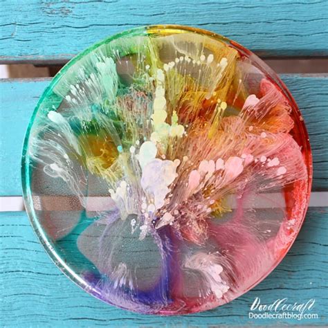 Alcohol Ink Rainbow Resin Coasters Diy