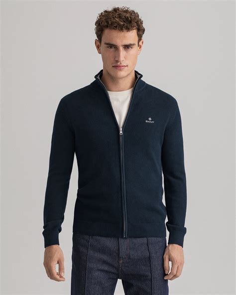 Gant Vest Met Ritssluiting Navy Blauw Bas De Wit Mode Leiden