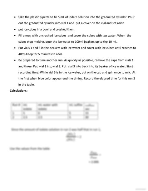 Solution Chem Iodine Clock Reaction Kinetics Lab Report Studypool