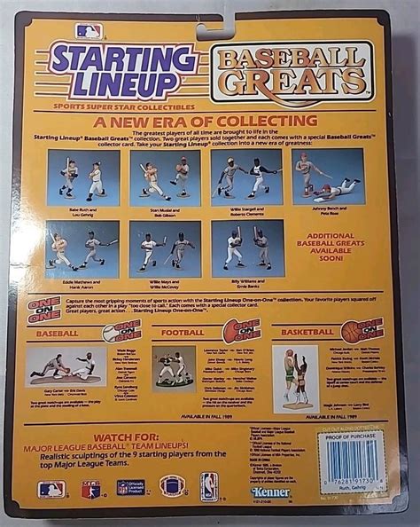 1989 Starting Lineup Babe Ruth Lou Gehrig Baseball Greats Set Cards W