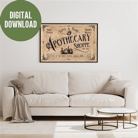 Vintage Apothecary Sign Printable Landscape Witches Apothecary Sign ...