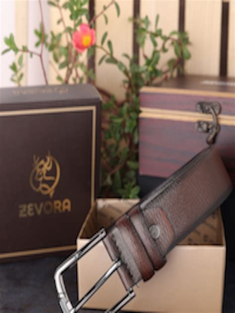 Buy ZEVORA Men Brown Textured Genuine Leather Belt Belts For Men