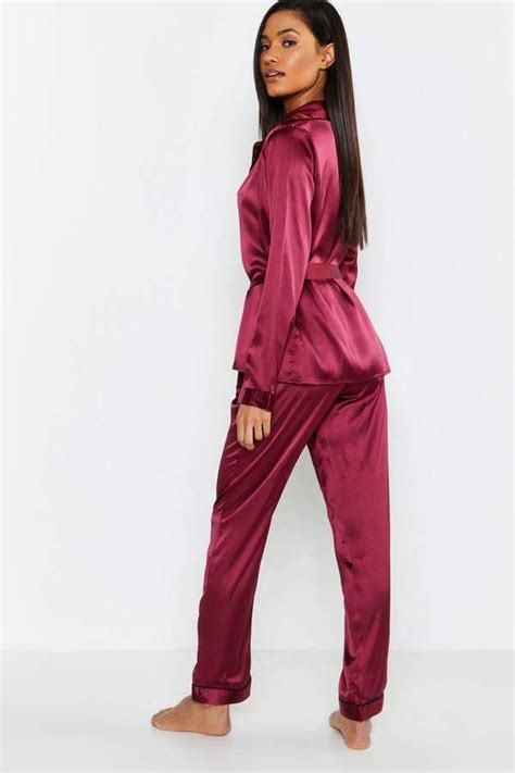 Boohoo Wrap Front Belted Pj Set Front Wrap Boohoo Pj Sets Lounge