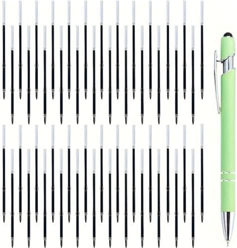 50 Pcs 2 In 1 Retractable Ballpoint Pen Refills Touch Screen Stylus