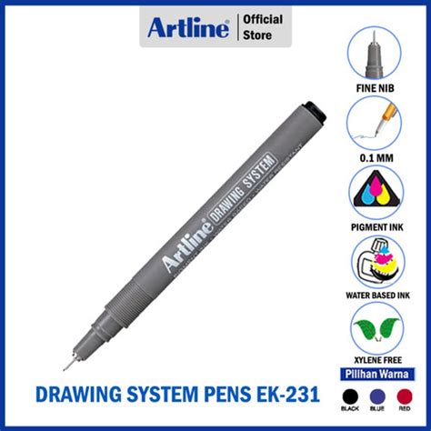 Jual Pulpen Artline Drawing Pen 01mm Ek 231 Biru Jakarta Barat