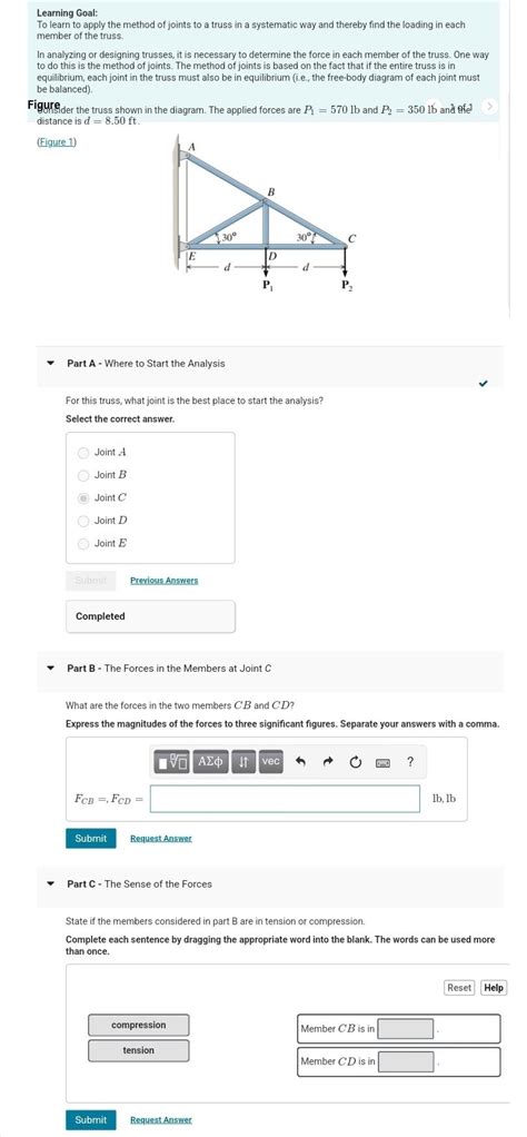 Solved Learning Goal To Learn To Apply The Method Of Joints Chegg