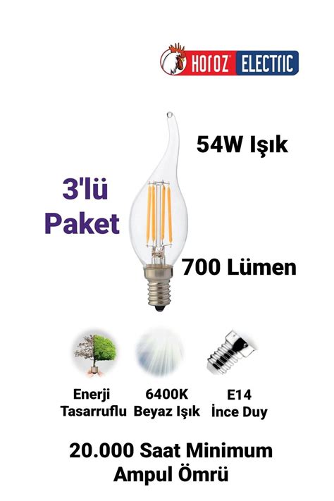 Repplam Watt E Duylu Rustik Led Ampul K Vr K Beyaz I K Avize