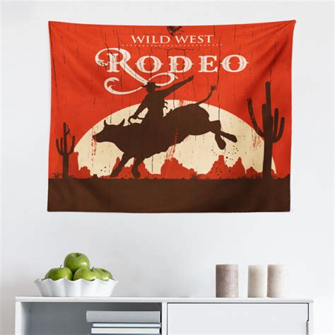 East Urban Home Wandbehang Rodeo Cowboy Reiten Stier H Lzerne Alte