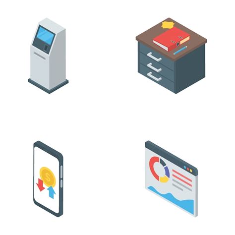 Reihe Von Workplace Equipments Icons Premium Vektor