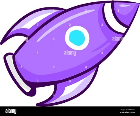 Purple Space Rocket Illustration Vector On White Background Stock