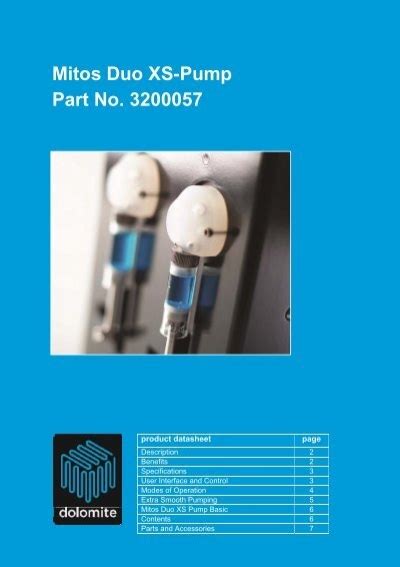 Datasheet Dolomite Microfluidics