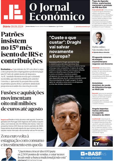 O Jornal Econ Mico Set Jornais E Revistas Sapo Pt Ltima