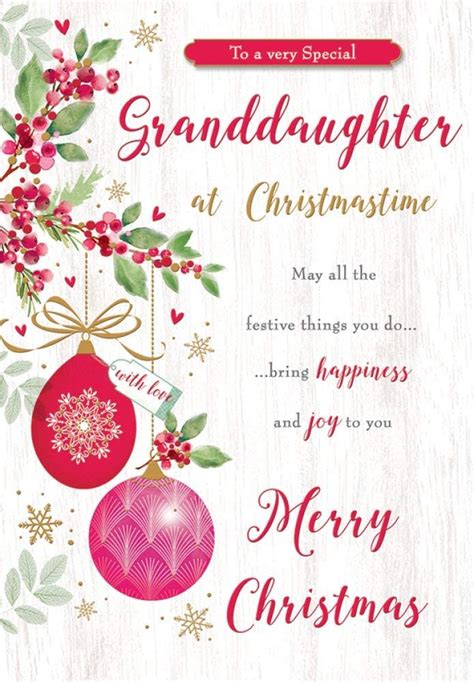 Piccadilly Greetings Traditional Christmas Card Granddaughter 9 X 6 Inches Uk