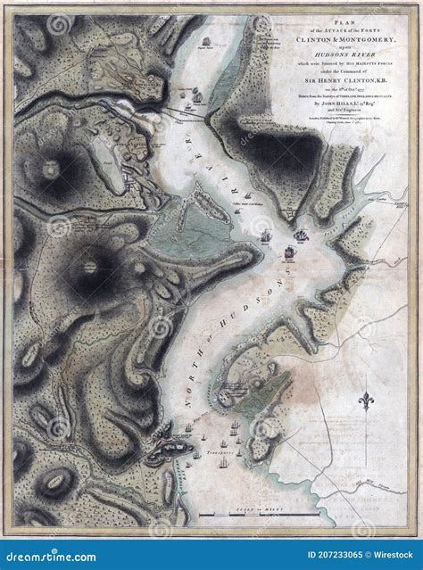 Vertical Vintage Map of Hudson S River As of 18th Century Stock Image