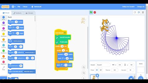 Scratch rysowanie rozety z kwadratów YouTube