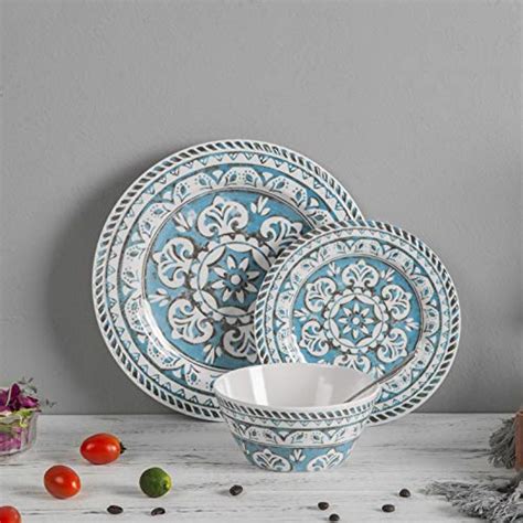 12 Piece Melamine Dinnerware set - Melamine Dishes Set, Service For 4, Dishwasher Safe,Indoor ...