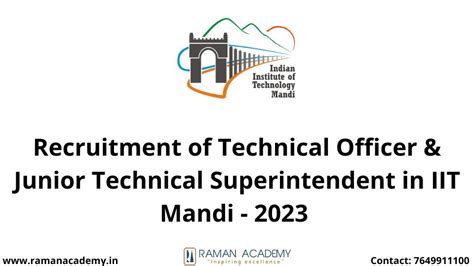 Recruitment Of Technical Officer And Junior Technical Superintendent In