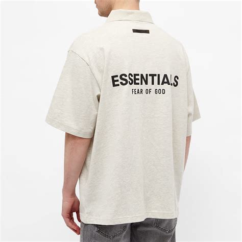 Fear Of God Essentials Polo Light Heather Oatmeal End Us