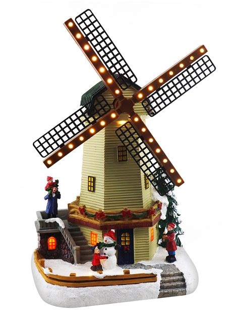 christmas village windmill  lights  animation top treasures