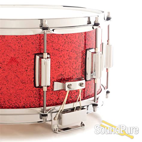 Rogers 65x14 Wood Dynasonic Snare Drum Red Sparkle Demoopen Box